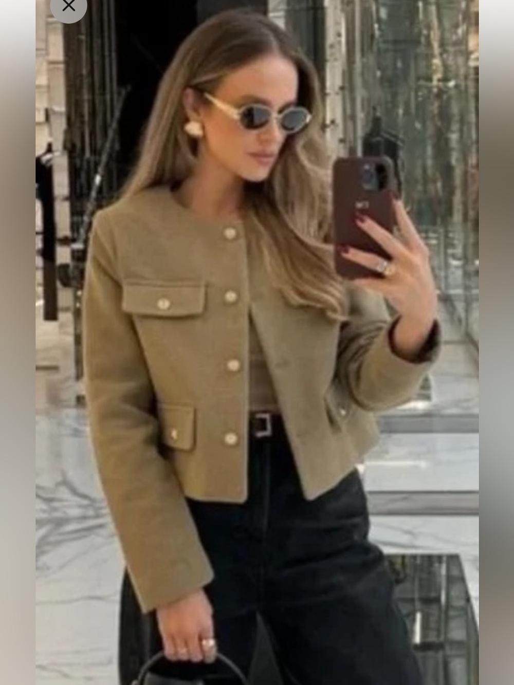 ZARA CROPPED FLAP JACKET, Gold Buttons BLOGGER FAV Small